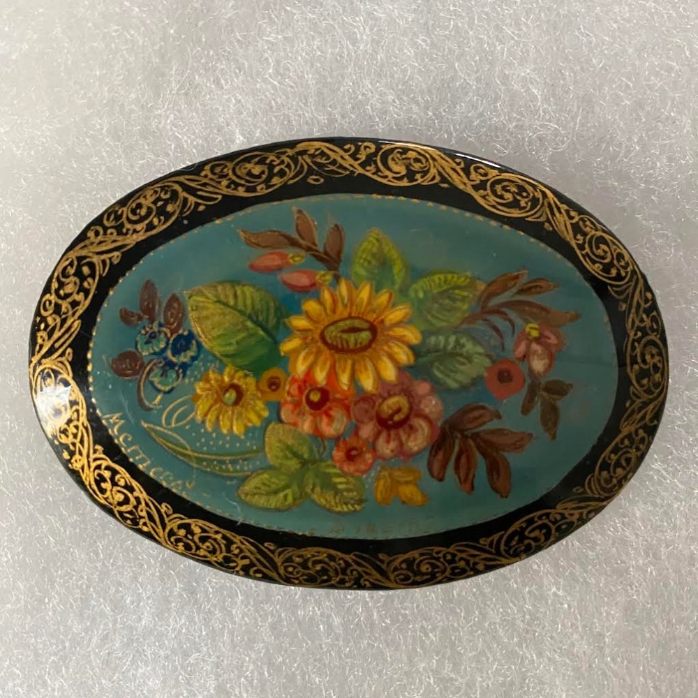 Vintage Russian Lacquer Brooch
